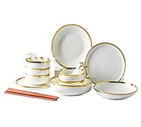 Elegant Dinnerware Set Dinner Plates Bowls Set White Porcelain Dinnerware Set, Complete Ceramic Plates and Bowls Sets, Modern Creativity Vintage Round High Class Dishes Set