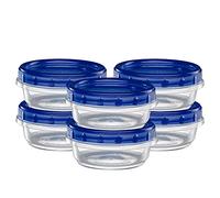 Elegant Disposables Twist Top Deli Containers Food Storage Containers Blue Screw on Lid Reusable Stackable Leakproof Airtight, pack of 10-8 oz containers