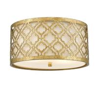 Loops 2 Bulb Flush Light Low Ceiling Distressed Gold LED E27 75W Bulb Loops Multicolor