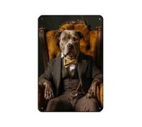 Elegant Dog in Suit Art Tin Sign Vintage Metal Pub Club Cafe Bar Home Wall Art Decoration Poster Retro 8x12inch(20x30cm)