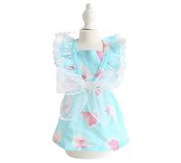 Elegant Dog Sweety Style Sling Princess Dress with Bow for Small, Extra Small Dog Teddy, Pug, Chihuahua, Shih Tzu, Yorkshire Terriers A-Blue L