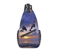Elegant Dolphin American Flag Fly Eagle Crossbody Bag Men'S Chest Cross Body Bag, Light, For Hiking And Travel