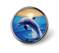 Elegant Dolphin Badge Holder Exquisite Round Badge with Picture Pin DIY Button Badges Personalized Metal Button Pin Fashion Brooch Crafts Gifts Clothes Decorative Pins
