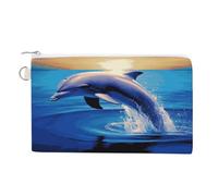 Elegant Dolphin Coin Purse with Zipper Coin Wallet Coin Pouch Canvas Change Purse Pouch Zero Wallet Coin Bag