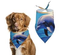 Elegant Dolphin Dog Bandana Triangle Pet Bandanas Adjustable Pet Scarf Breathable Comfort Dog Scarf Cute Soft Puppy Scarfs Washable Daily Handkerchief Cats Scarves