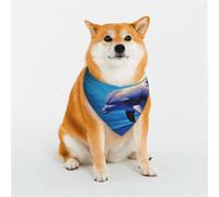 Elegant Dolphin Dog Bandanas Large Adjustable Dog Scarf Triangle Bibs Double Reversible Kerchief Scarf Washable Daily Handkerchief for Medium Large Dog Puppy Cat Gift
