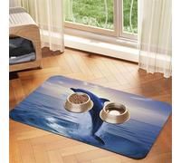 Elegant Dolphin Dog Food Mat, Absorbent Pet Feeding Mat for Food and Water Bowls Non-Slip Placement Pad for Floors Waterproof Quick Dry Water Dispenser Mat for Dogs Puppy Cats 16x24 Inch