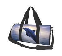 Elegant dolphin Duffle Bag for Women Men Personal Item Travel Bag Canvas Weekender Overnight Bag Lightweight Sports Tote Gym Bag Carry On Luggage Bag, Black, One Size