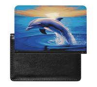 Elegant Dolphin Passport Holder Vaccine Card Holder Travel Document Organizer Credit Card Organizer for Women/Men