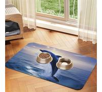 Elegant Dolphin Pet Feeding Mat 30x45cm, Absorbent Dog Mat for Food and Water Bowl, PU Leather Cat Food Mat Waterproof Dog Bowl Mats Quick Dry Pet Placemats-No Stains