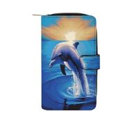 Elegant Dolphin Wallet Multifunctional Leather Wallets for Men Compact Long Wallet Credit Card Holder Passport Bag