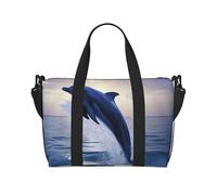 Elegant Dolphin Water-Resistant Crossbody Travel Bag, Large Carry-On with Adjustable Strap, Multi-Compartment Weekender for Gym, Travel, Outdoor