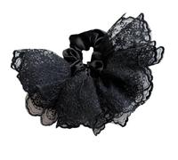 Elegant Double Ruffled Headband, French Lace Design, Hidden Elastic Ponytail Holder, Sweet Lace Headband for Girls