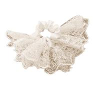 Elegant Double Ruffled Headband, French Lace Design, Hidden Elastic Ponytail Holder, Sweet Lace Headband for Girls