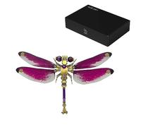 Elegant Dragonfly 3D Metal Puzzle Kit, 200+PCS Mechanical Insect DIY Assembly Sculpture with Magnetic Base, Steampunk STEM Desk Decor Gift