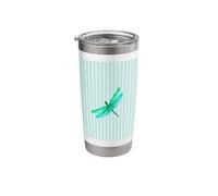 Elegant Dragonfly Blue Stripe Nature Design Stainless Steel Insulated Tumbler