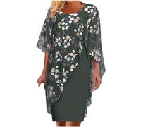 Elegant Dress for Women UK Ruffle Tiered Layered Chiffon Dresses Party Evening Clubwear Midi Dress Floral Casual Shift Dress Cocktail Lace Half Sleeve Summer Dresses Wedding Guest Outfit