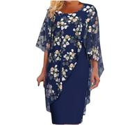 Elegant Dress for Women UK Ruffle Tiered Layered Chiffon Dresses Party Evening Clubwear Midi Dress Floral Casual Shift Dress Cocktail Lace Half Sleeve Summer Dresses Wedding Guest Outfit
