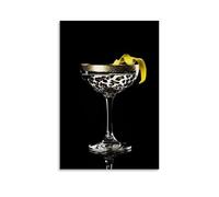 Elegant Drinkware Wall Art, Leopard Print Cocktail Glass With Gold Rim, Luxury Crystal Martini Cup Artwork for Party Celebration Home Wall Decor Hanging Paintings Poster 20x30inch(50x75cm)
