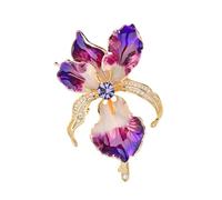 Elegant Drip Oil Iris Brooch Handmade Copper Jewelry Lightweight 11g Everyday Gift Iris Brooch for Women, フリーサイズ