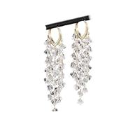 Elegant Drops Earrings with Fringe and Crystals Slimming Alloy Texture for Various Event Comfortable Sparkling Design Party Earrings
