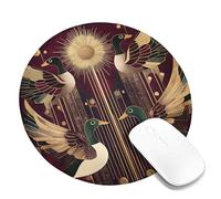 Elegant Duck Design Mouse Pad, Rich Burgundy Color, Seasonal Autumn Style, Retro Art Decorative Mousepad, Non-Slip, Perfect for Home and Office Use Round 8x8 Inch