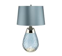 Table Lamp Duck Egg Blue Shade & Blue tinted Glass LED E27 60W d01886