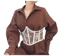 Elegant Durable Ladies' Gothic Overbust Corset, Chic Vintage Bodyshaper Satin Tummy Control Mesh Panels Short Special Occasions Body Shaping