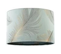 Elegant Dusty Duck Egg Cotton Jacquard Lamp Shade with Shiny Gold Foil Fern Design | 30cm x 20cm | Inner Lining with Same Luxe Fabric by Happy Homewares