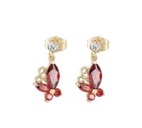 Elegant Earrings for Women, Dangle Earring Gold Butterfly with Cubic Zirconia 10X21mm for Lesbian Mother'S Day Jewelry Modern
