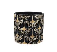 Elegant Earthenware Orchid Vase with Gilded Phoenixes | BLACK & GOLD | Diameter 14 cm, Height 13 cm | Decorative Vase for Plants, Succulents, Flowers and Miniature Bonsai | Modern Indoor Vase