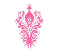 Elegant Ebon Beauty Peacock Symbol Profile Inkwell Reverie Peacock icon Design Fine Carving Decals 57.6x91cm Multiple Size Options Pink