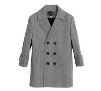 Elegant Ebonistry Boys' Plaid Trench Coat - Double Breasted Wool Blend Over Pea Coat, Winter Fierce