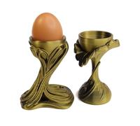 Elegant Egg Cup Holder Set of 2 - Novelty Easter Souvenir Gift Soft Boiled Egg Stand Ornate Metallic Kitchen Table Decor Family Breakfast Accent (Gold & Gold)