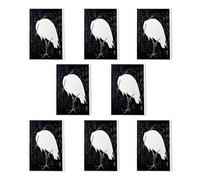 Elegant Egret Rain Ohara Koson Greeting Cards Pack of 8 Japanese Bird Art Note Cards Any Occasion Blank Inside A6 10x15cm