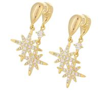 Elegant Eight Pointed Star Earrings with Double Pendant Design and Sparkling Zircon Versatile Fashion Ear Accessories Eight Point Star Earrings