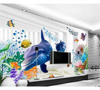 Elegant Elegant Underwater World Seagrass Fish 3D Wallpaper Easy Install Feature Office Living Room Sofa Bedroom TV Background Wall Decoration-400cm×280cm
