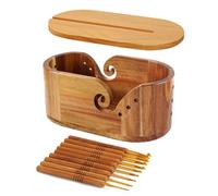 Elegant Ellipsoidal Wooden Yarn Bowl Storage Box for Knitting Enthusiasts Lid Encompassed Environmental Conscious Construction Environmental Yarn