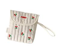 Elegant Embroidered Bows Design Menstrual Organized Bag Polyester Cosmetic Pouches Storage Bags for Daily Essential Bows Embroidery Toiletry Bag