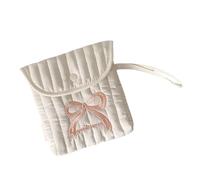 Elegant Embroidered Bows Design Menstrual Organized Bag Polyester Cosmetic Pouches Storage Bags for Daily Essential Cute Bows Embroidery Toiletry Bag