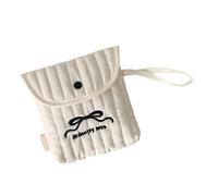 Elegant Embroidered Bows Design Menstrual Organized Bag Polyester Cosmetic Pouches Storage Bags for Daily Essential Bows Embroidery Toiletry Bag