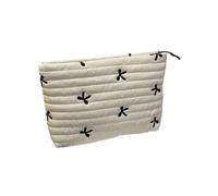 Elegant Embroidered Cosmetic Bag Makeup Pouches Large Capacity Soft Quilted Toiletry Pouches with Zippers Closure Zippered Makeup Organizers