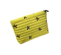 Elegant Embroidered Cosmetic Bag Makeup Pouches Large Capacity Soft Quilted Toiletry Pouches with Zippers Closure Quilted Cosmetic Organizers