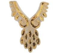 Elegant Embroidered Lace Collar Neckline Appliques Trim with Sequins Ethnic Styles Sew On Patches for Fashionable Women Embroidered Collar Appliques