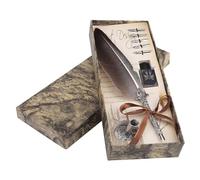 Elegant English Calligraphy Set With Feather Dip Pen And 5 Nibs Complete Writing Kit For Beginners And Enthusiasts In Beautiful Box
