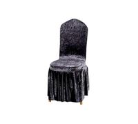 Elegant Essentials - Crushed Velvet Chair Covers - Stretch Long Chair Slipover Covers - Chair Protector Seat Covers for Dining Room, Wedding Banquet, and Party Decoration - Easy to Clean - Dark Grey