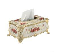 Elegant European Style Plastic Tissue Box with Exquisite Hand-Painted Flowers, Smooth Finish Napkin Holder for Home Decor, Kitchen, Office, Vanity - Versatile Paper Towel Dispenser(white)