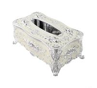 Elegant European Style Plastic Tissue Box with Exquisite Hand-Painted Flowers, Smooth Finish Napkin Holder for Home Decor, Kitchen, Office, Vanity - Versatile Paper Towel Dispenser(silver)