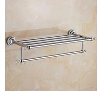 Elegant European Style Towel Rack Crystal Silver Bath Shelf Antique Bathroom Hardware Double Pole Storage Rail for Towels Stylish Bathroom