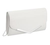 Elegant Evening Clutch Bag with Chain, Silver White Glitter | Detachable Strap, Holds Phone Cards Wallet Makeup, for Parties and Formal Nights, 1 X Bag
